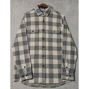 Quince Stretch Sweater Fleece Shirt Mens XL Gray‎ Plaid Soft Comfy Flannel